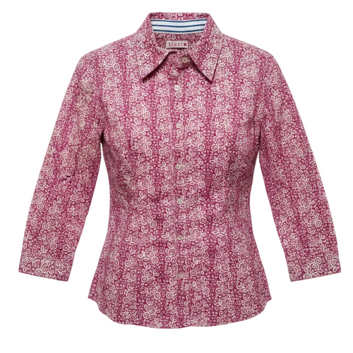 3/4 Sleeve Shirt By Tizzie In Pink & White, Size: S