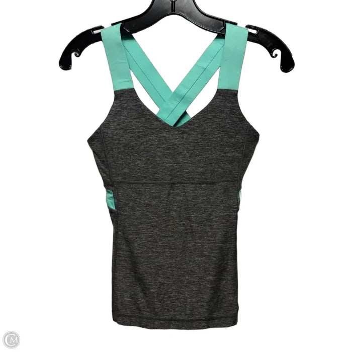 Athletic Tank Top By Lululemon In Green & Grey, Size: 6