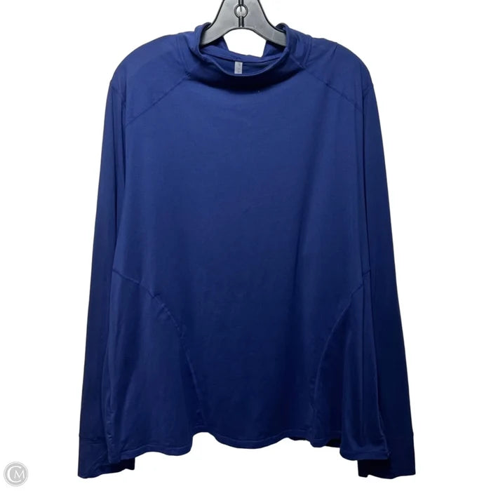 Athletic Top Long Sleeve Collar By Fabletics In Navy, Size: 3x