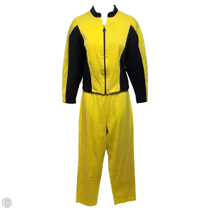 Athletic Tracksuit Set 2pc By St John Sport In Black & Yellow, Size: S