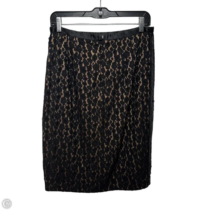 Beaded Lace Skirt Midi By Carmen Marc Valvo In Black, Size: 6