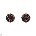 Blue & Red Sterling Silver Stud Earrings