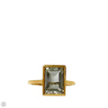 Brass & Green Stone Statement Ring, Size: 8