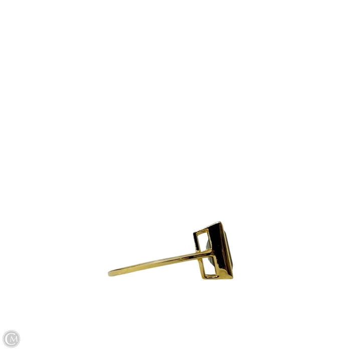 Brass & Green Stone Statement Ring, Size: 8