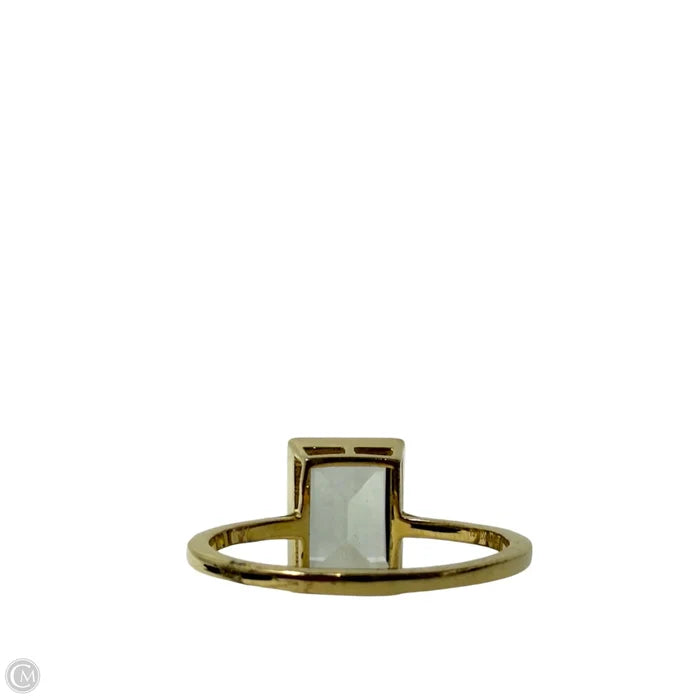 Brass & Green Stone Statement Ring, Size: 8