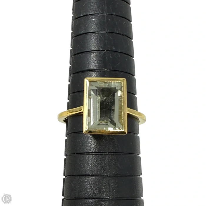Brass & Green Stone Statement Ring, Size: 8