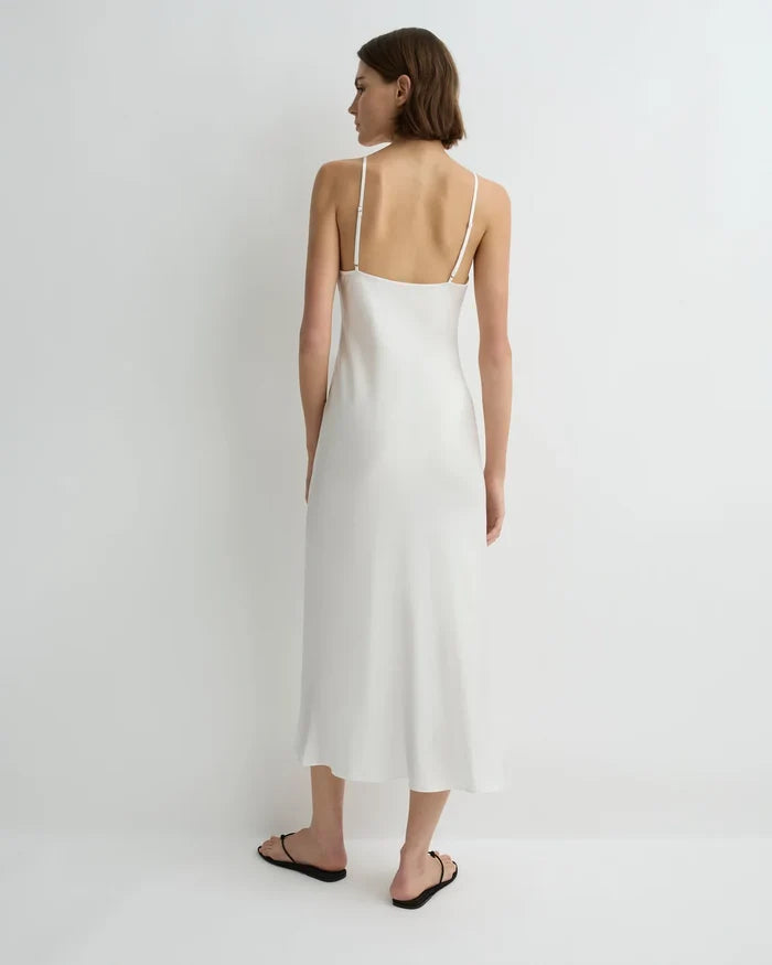 COMO LONG BIAS SLIP DRESS - WHITE