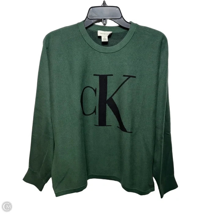Cotton Logo Sweater By Calvin Klein In Green, Size: L