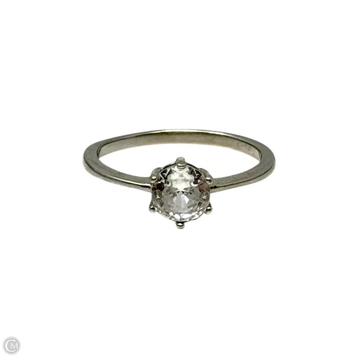 CZ Solitaire Ring Sterling Silver, Size: 7