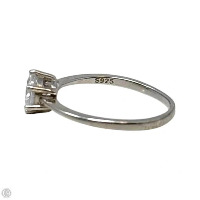 CZ Solitaire Ring Sterling Silver, Size: 7