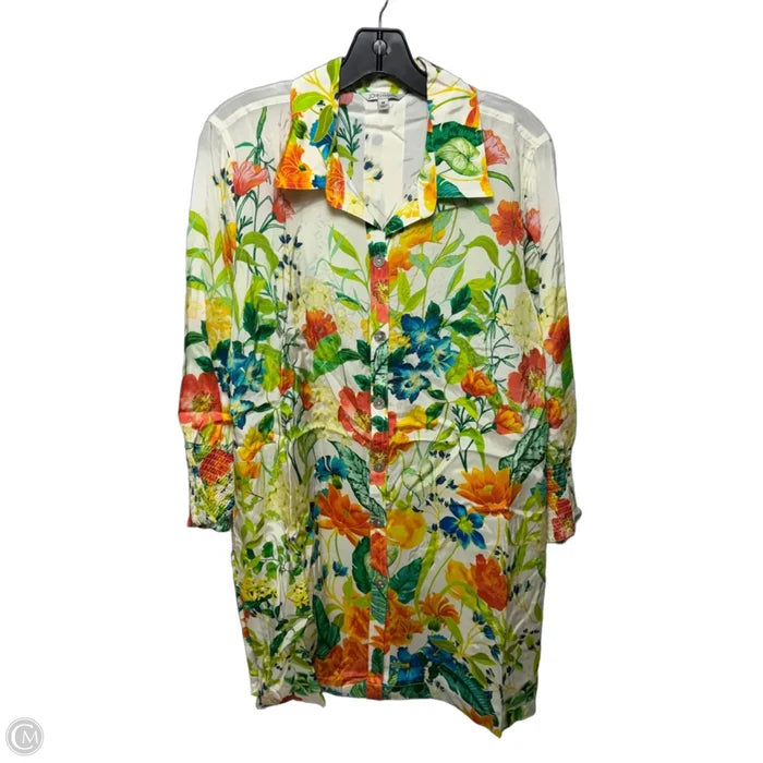 Del Mar Tunic 3/4 Sleeve By John Mark In Floral Print, Size: M