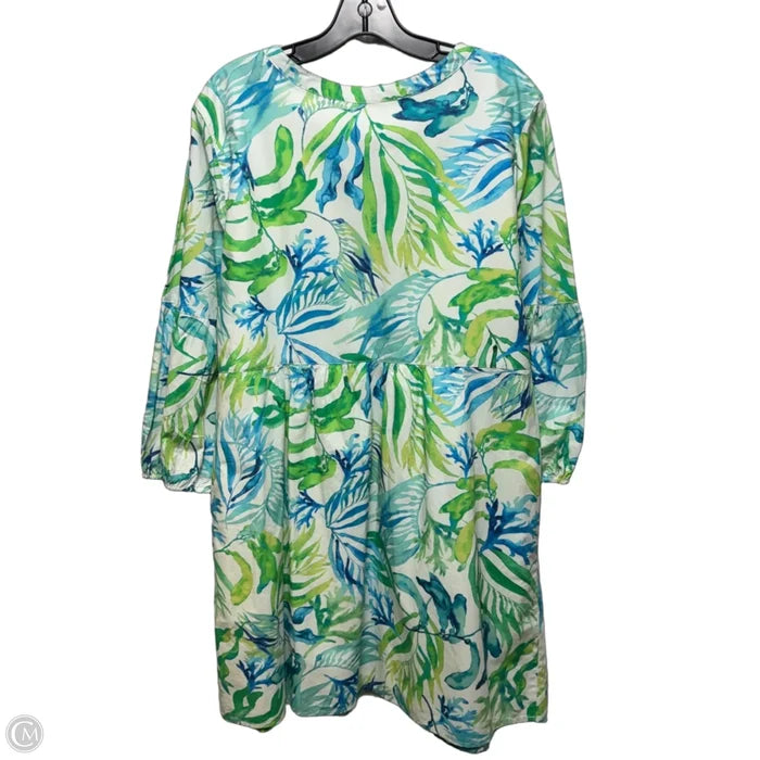Embroidered Collar Dress Casual Short By Tommy Bahama In Blue & Green, Size: Xl