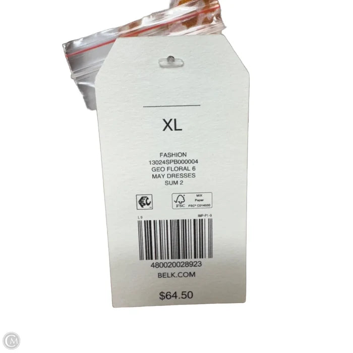 Geo Floral Maxi Dress By Wonderly In Orange & White, Size: Xl