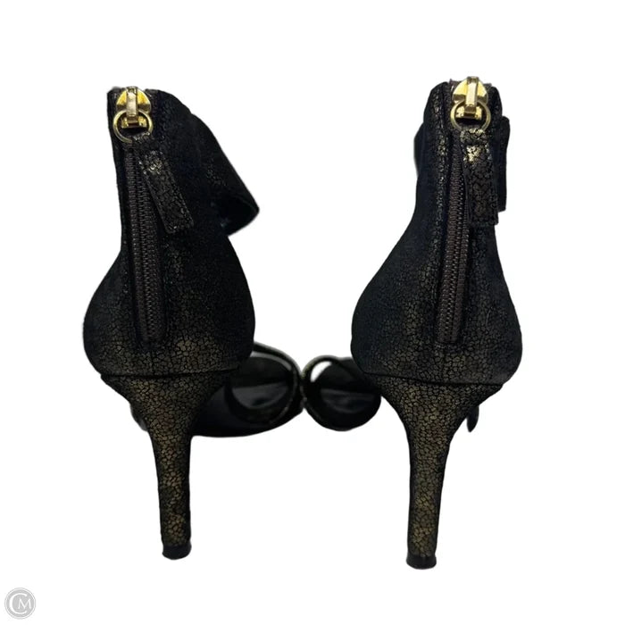 Glitter Stiletto Sandals Designer By Diane Von Furstenberg In Black & Gold, Size: 6.5