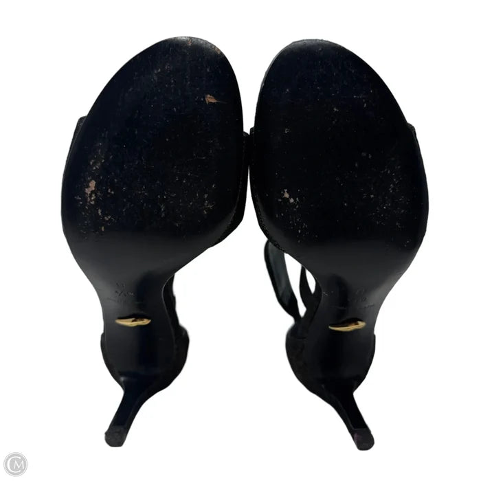 Glitter Stiletto Sandals Designer By Diane Von Furstenberg In Black & Gold, Size: 6.5