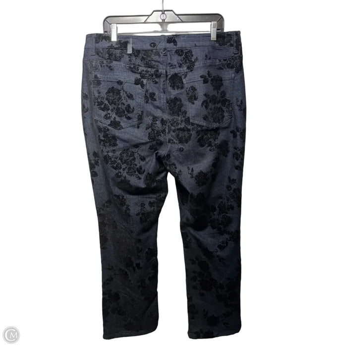 High Rise Floral Jeans Straight By C Est. 1946 In Blue Denim, Size: 16