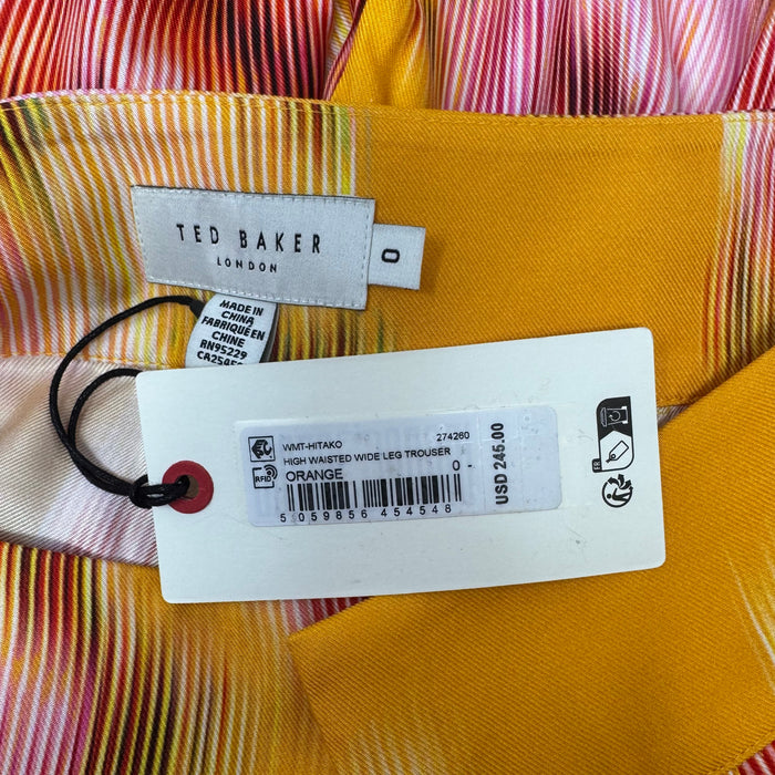 Hitako High Waisted Wide Leg Trousers By Ted Baker In Orange Multi-colored, Size: 0