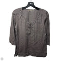 Irish Linen Top 3/4 Sleeve By Eileen Fisher In Grey, Size: XS