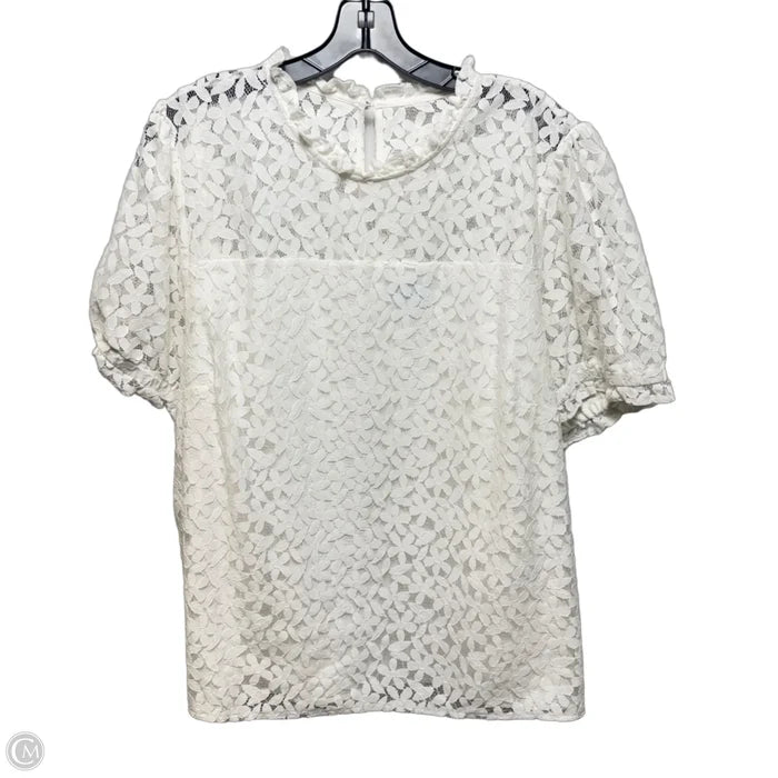 Lace Top Short Sleeve By Cece In White, Size: 3x