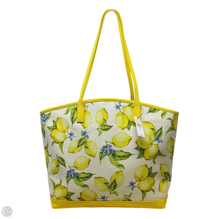 Lemon Leather & Canvas Tote By Talbots, Size: Medium