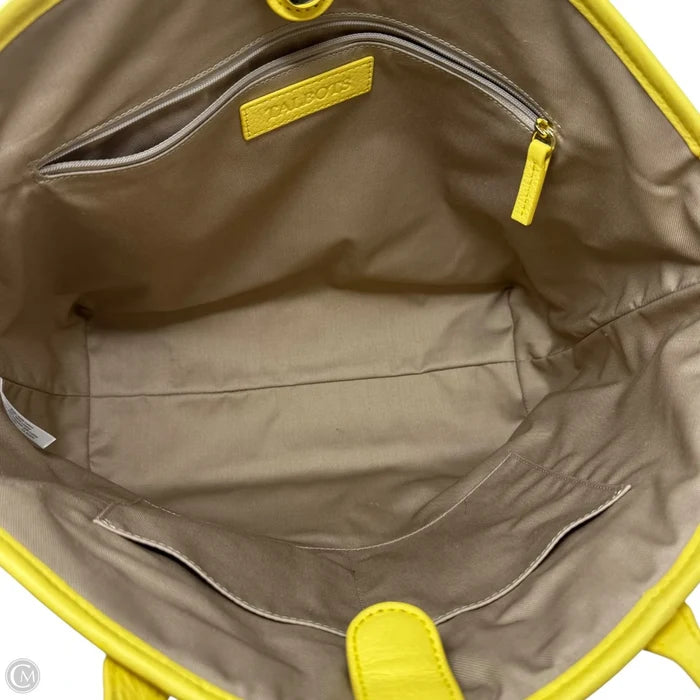 Lemon Leather & Canvas Tote By Talbots, Size: Medium