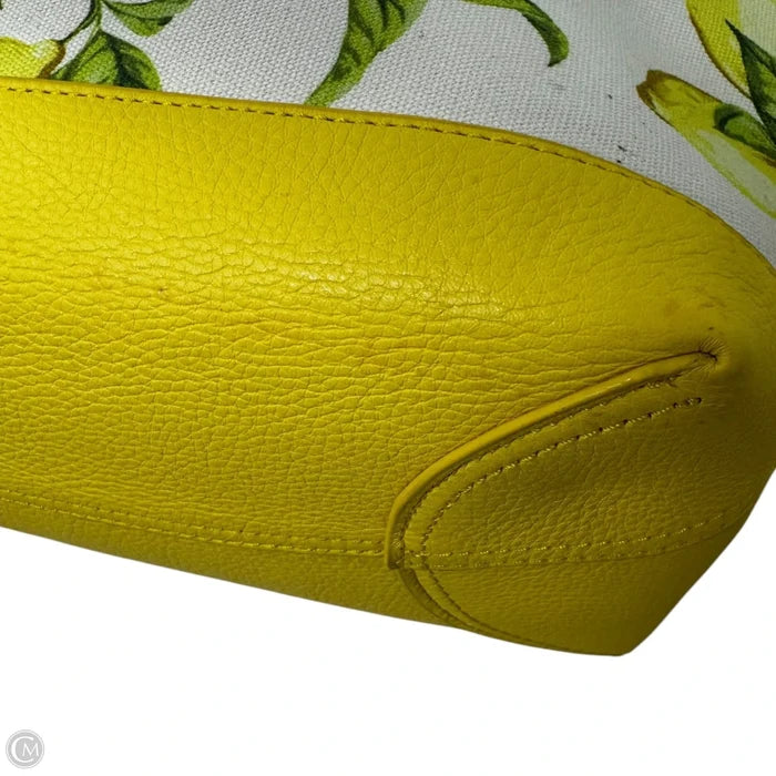 Lemon Leather & Canvas Tote By Talbots, Size: Medium