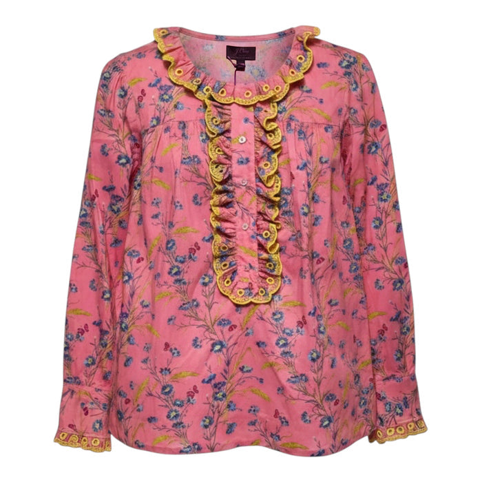 Liberty Print Cotton Poplin Ruffle Blouse By J. Crew In Floral Print, Size: XS