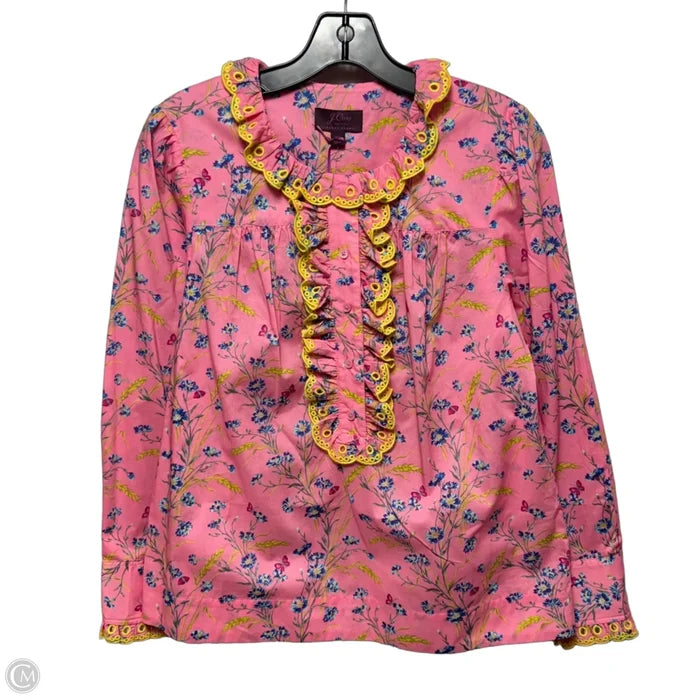 Liberty Print Cotton Poplin Ruffle Blouse By J. Crew In Floral Print, Size: XS