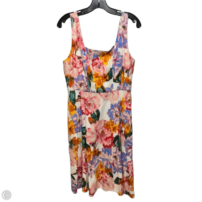 Linen Blend Dress Casual Short By London Times In Floral Print, Size: 10