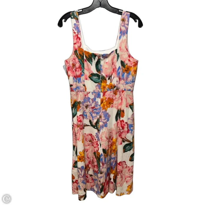 Linen Blend Dress Casual Short By London Times In Floral Print, Size: 10