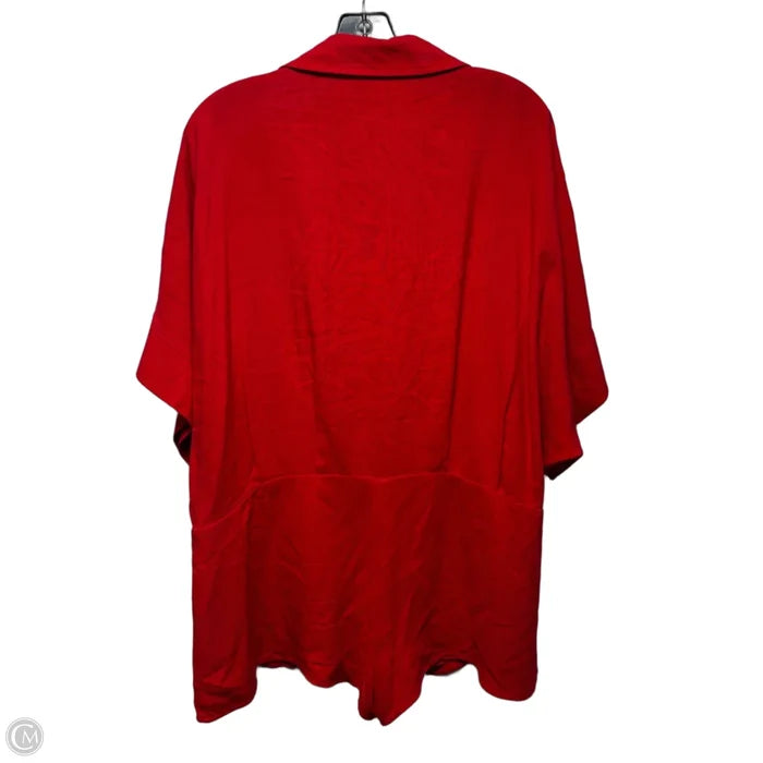 Linen Blend Romper By Entro In Red, Size: L
