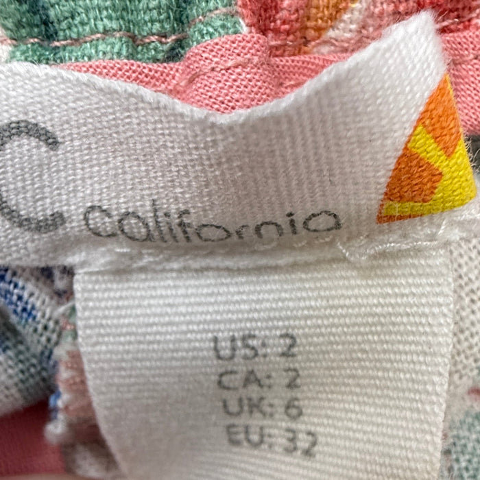 Linen Blend Shorts By C And C In Tropical Print, Size: 2