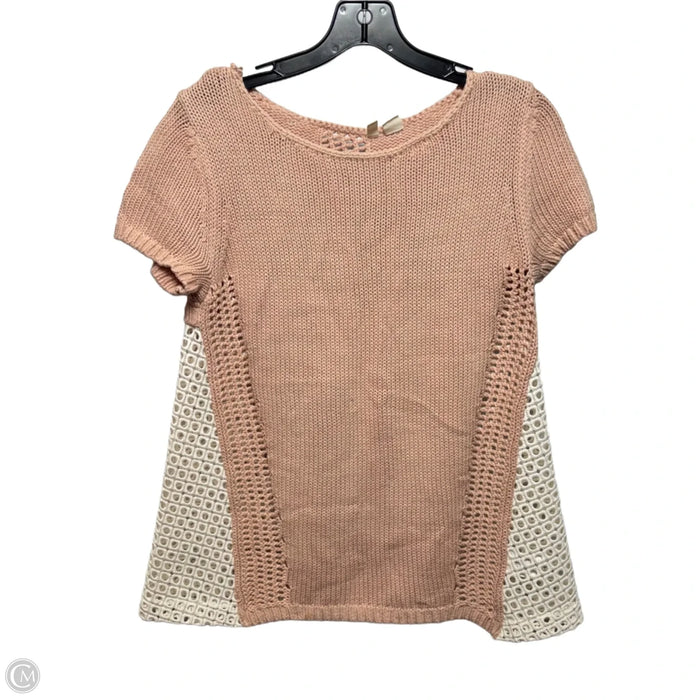 Madeira Eyelet Pullover Sweater By Moth In Cream & Pink, Size: S