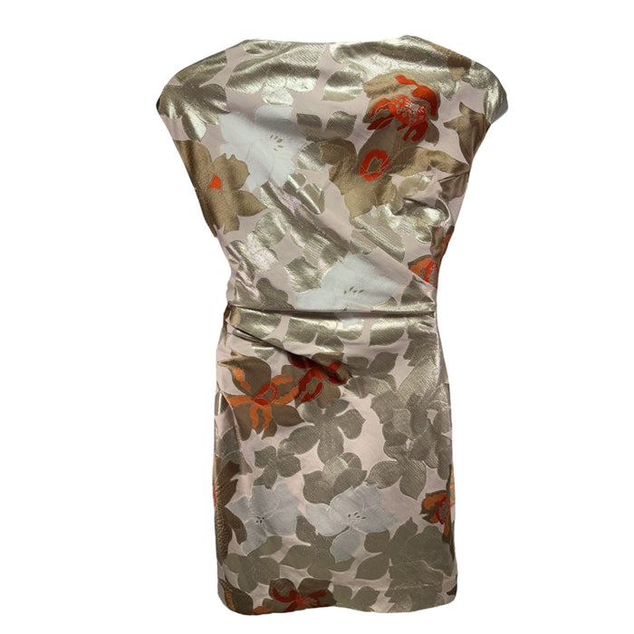 Metallic Jacquard Midi Dress Designer By Paule Ka Paris, Size 12