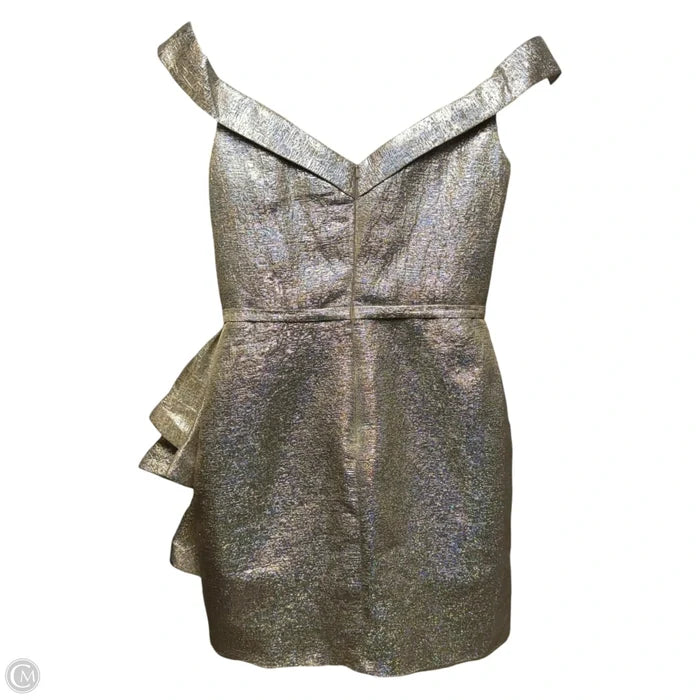Metallic Ruffle Dress Party Short By Mac Duggal In Gold, Size: 12