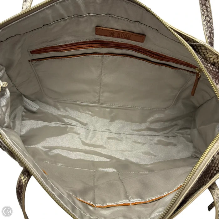 Metallic Tote Handbag Leather By Hobo Intl, Size: Medium