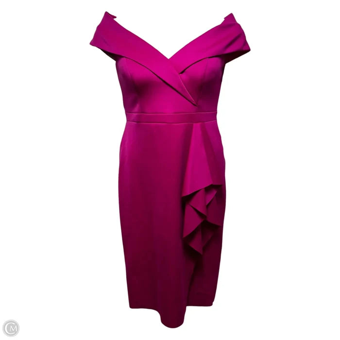 Molly Off Shoulder Dress Designer By Xscape In Pink, Size: 12