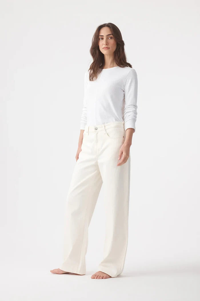 OLIVE MID SLOUCHY WIDE JEAN - BONE
