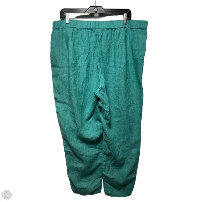 Organic Linen Pants By Eileen Fisher In Teal, Size: 1x