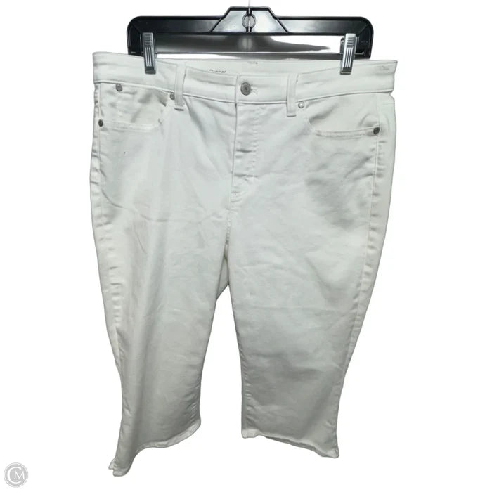Pedal Pusher Curvy Jeans Cropped By Talbots In White Denim, Size: 12