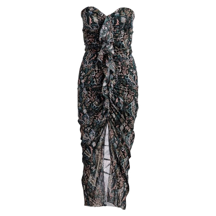 Peyton Strapless Ruched Silk Dress By Veronica Beard In Paisley Print, Size: 2