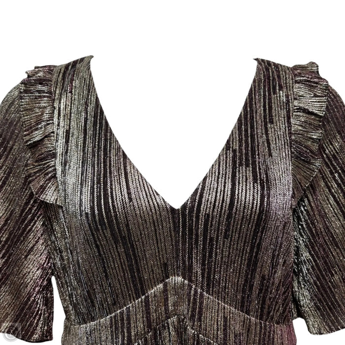 Racheli Metallic Midi Dress Designer By Lilly Pulitzer In Gold & Purple, Size: 16