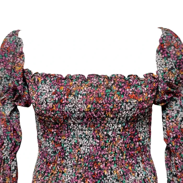 Rashida Smocked Midi Dress Designer By Misa In Floral Print, Size: L