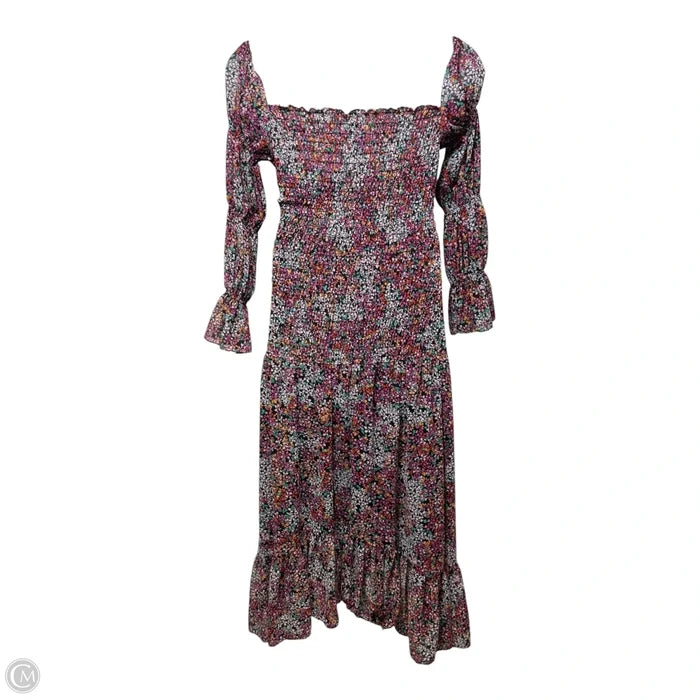 Rashida Smocked Midi Dress Designer By Misa In Floral Print, Size: L