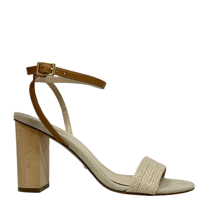 Sandals Heels Block By Pelle Moda In Cream, Size: 8.5