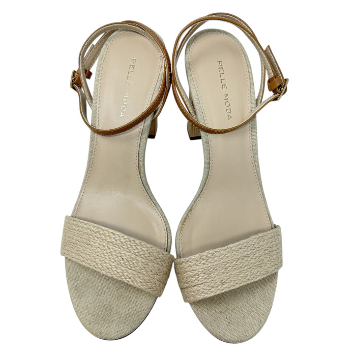 Sandals Heels Block By Pelle Moda In Cream, Size: 8.5