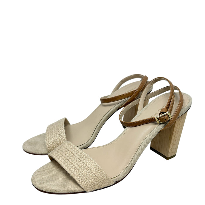 Sandals Heels Block By Pelle Moda In Cream, Size: 8.5