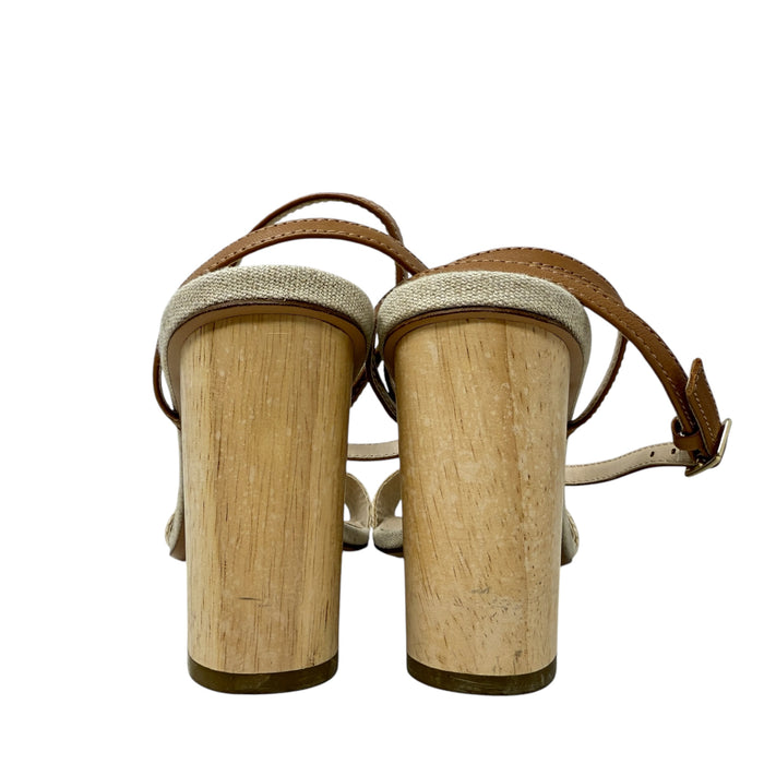 Sandals Heels Block By Pelle Moda In Cream, Size: 8.5