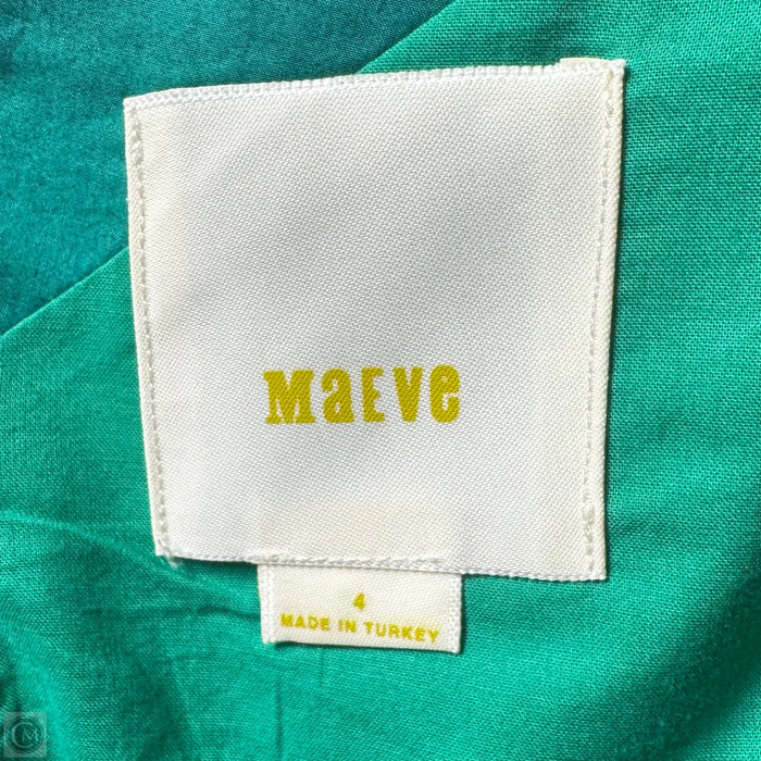 Seamed Poplin Origami Pleated Dress By Maeve In Green, Size: 4