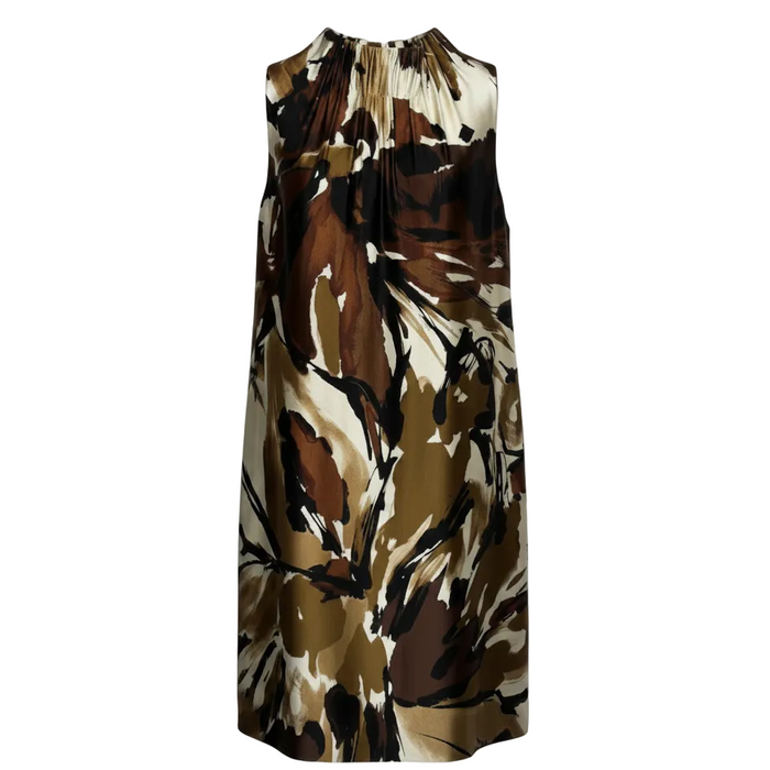 Silk Blend Sheath Dress By Taylor In Brown & Gold, Size: 6